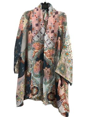 Johnny Was Multicolor Paisley & Geometric Kimono Jacket
